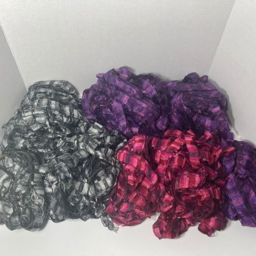 1lb 13oz Scarf Ribbon Yarn TANGLED 8 Bundles